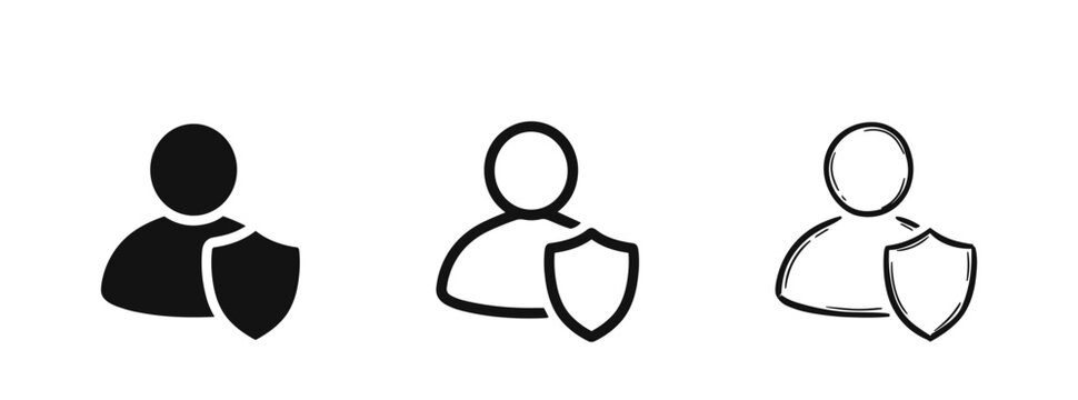 User profile shield icon set