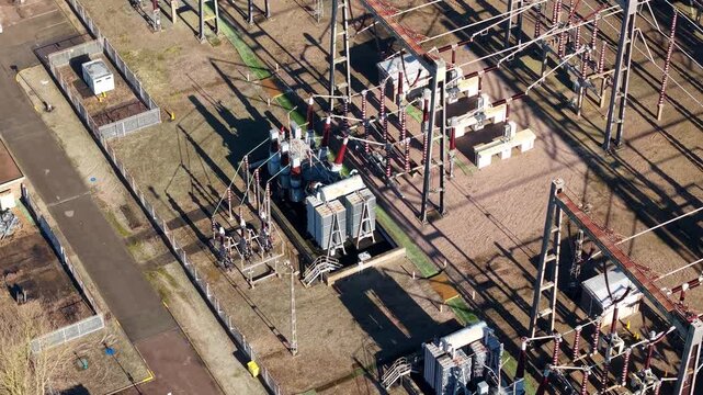 Aerial Shot of Luton Electrical Grid and Substation Shock Absorbers