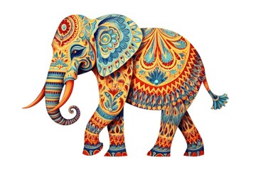 Fototapeta premium Elephant in embroidery style mammal animal art.