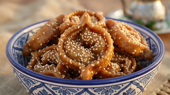Traditional moroccan chebakia isolated on transparent background