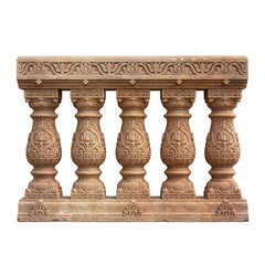 Fototapeta premium Decorative Stone Balustrade with Carved Spindle Columns Inspired by Traditional Indian Heritage Architecture and Palace Design Elements