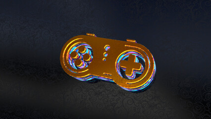 Gaming esport 3d symbol spectacular. Abstract glowing golden metal icon illustration. © Skórzewiak