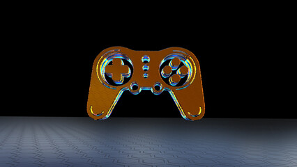 Gaming esport 3d symbol spectacular. Abstract glowing golden metal icon illustration. © Skórzewiak