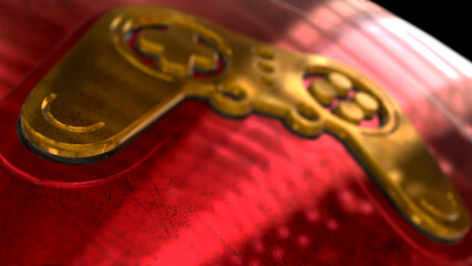 Gaming esport 3d symbol spectacular. Abstract glowing golden metal icon illustration. © Skórzewiak