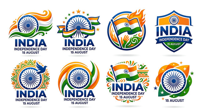 India logos and badges set with various designs