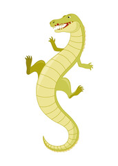 Obraz premium Cartoon green crocodile, perfect for childrens book illustrations, educational materials, or wildlife themed designs. Vibrant alligator character