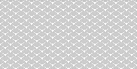 Dot fish scale texture in Asian style. Abstract scallop pattern with ornamental circles, perfect for wallpaper, textiles, and graphic design projects. © 2olotarev
