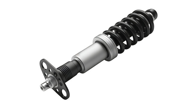 Detailed 3D Render of a High Performance Car Shock Absorber Assembly