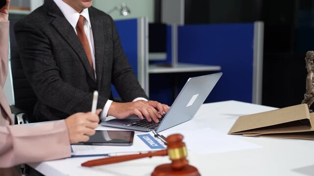 Business law meeting of lawyers in legal consultation, contract mediation and family settlement discussion.