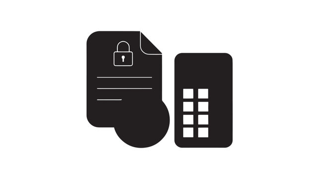 Secure document and mobile authentication for app ui, flat glyph icon