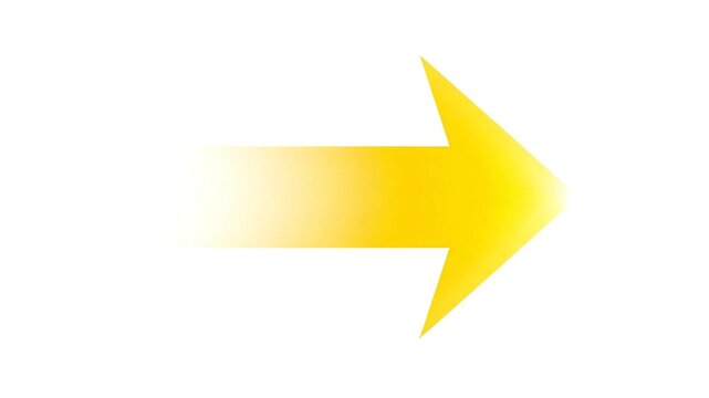 Yellow arrow with a fading tail moves right on white, symbolizing progress and direction.