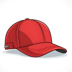 Fototapeta premium Modern red baseball cap cartoon vector isolated on white background, ideal for fashion, sports, apparel branding, retail graphics, and design projects.