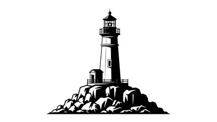 Beacon of Hope: A solitary lighthouse stands tall on a rocky outcrop, a symbol of guidance and resilience against the vast expanse of the sea. © mojahedh