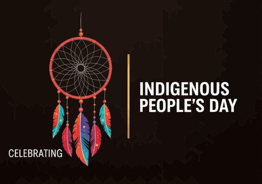 Indigenous peoples day graphic with dreamcatcher and map outline