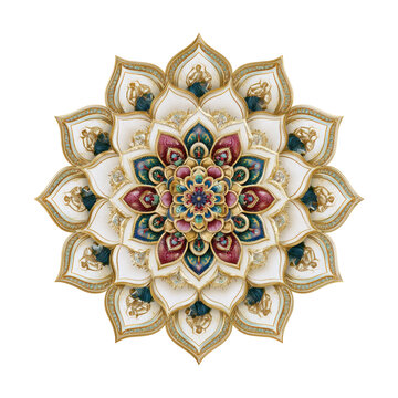 Intricate Golden Mandala with Floral and Figurative Details