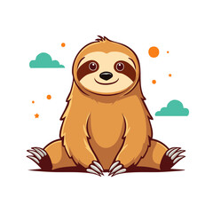 Obraz premium Cute cartoon sloth vector illustration