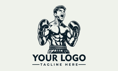 Aggressive Boxer Sports Vector Logo Illustration for Fitness Brand Identity © nuaari