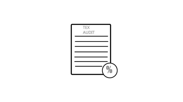 Minimalist black line tax audit document icon vector with percentage symbol on isolated white background for financial accounting and business report template