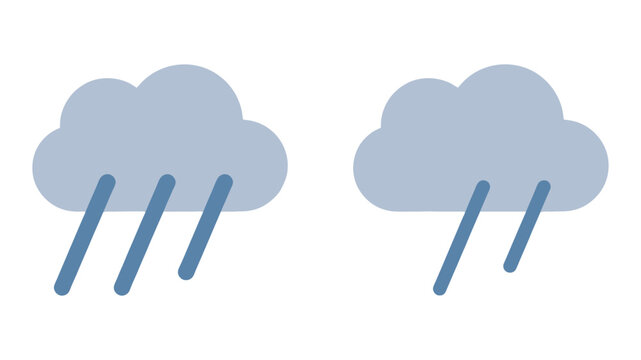 Comparison of rain cloud icons showing different intensities of precipitation from light to heavy rain