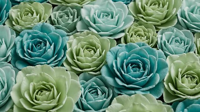 Green and blue succulent plant rosette pattern.