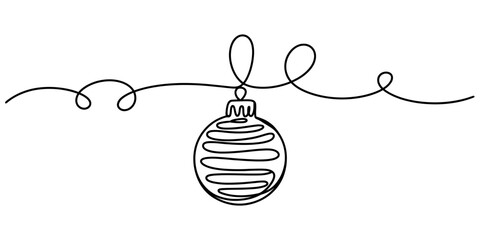 Fototapeta premium Continuous one line drawing of a christmas ornament ball