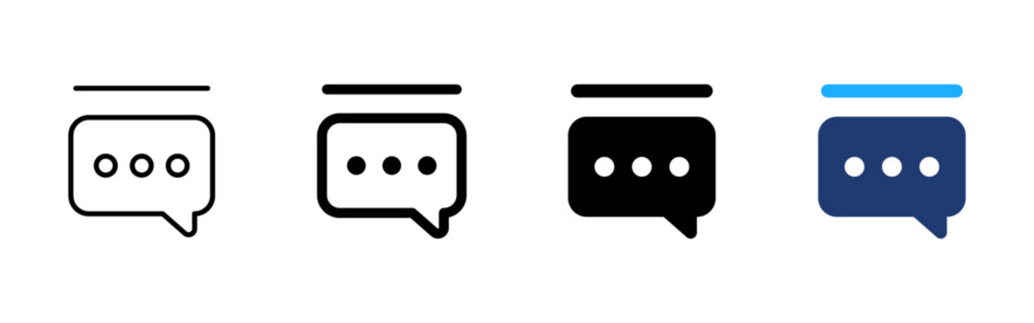 Chat message icon. Communication bubble symbol. Text conversation sign. Messenger pictogram for online support, feedback, comment and user interface design.
