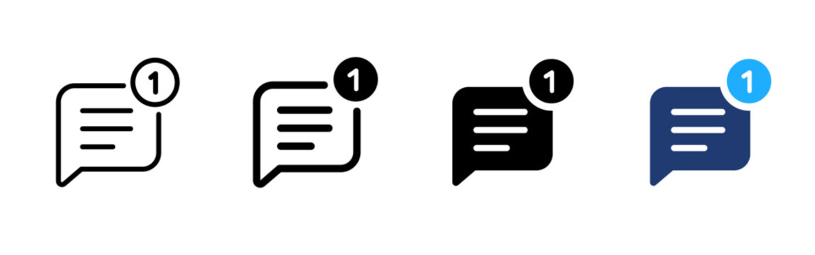New message icon. Unread notification symbol. Message alert sign. Simple pictogram for inbox update, unread comment, notification badge and communication interface design.