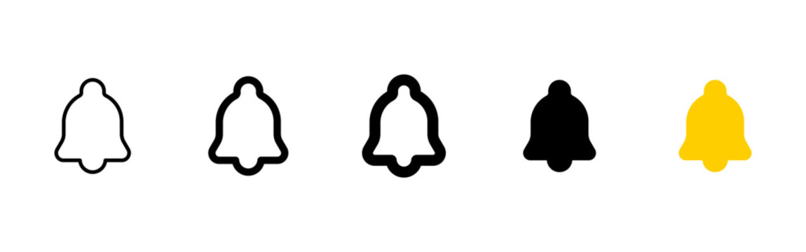 Bell icon. Notification symbol. Reminder sign. Simple pictogram for alert, alarm, notice, sound and app interface design.