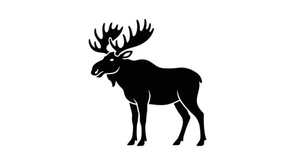 Fototapeta premium Silhouette of a Majestic Moose with Large Antlers, Standing Proudly