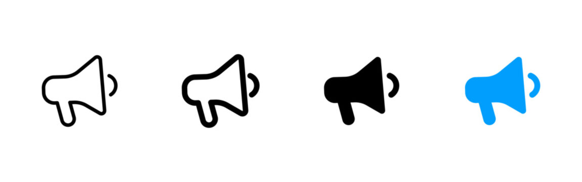 Megaphone icon. Announcement symbol. Loudspeaker sign. Simple pictogram for promotion, marketing, public notice, advertising and communication interface design.