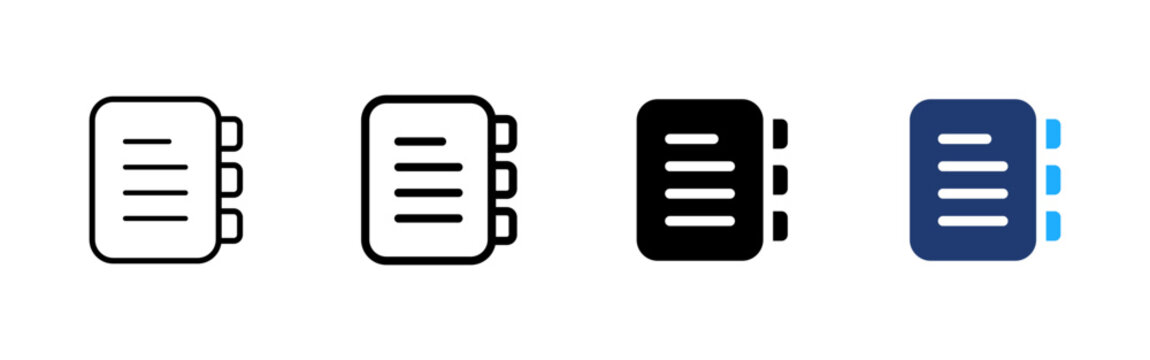 Contact book icon. Address book symbol. Contact list sign. Simple pictogram for phone contacts, directory, customer database and communication interface design.