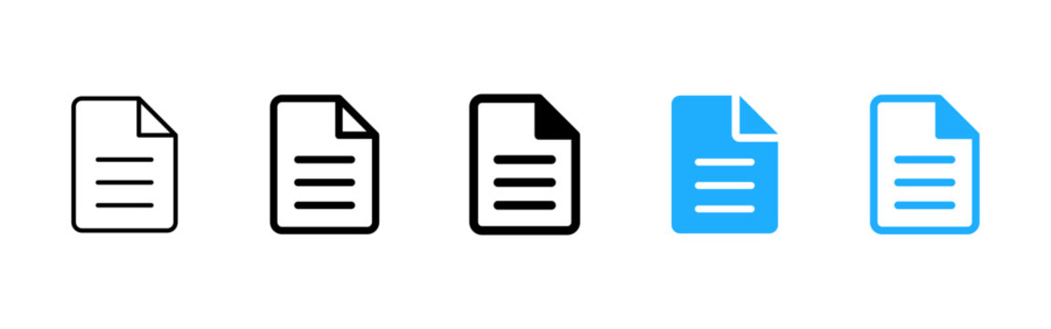 Document file icon. Text page symbol. File document sign. Simple pictogram for paper, report, form, article and document management interface design.