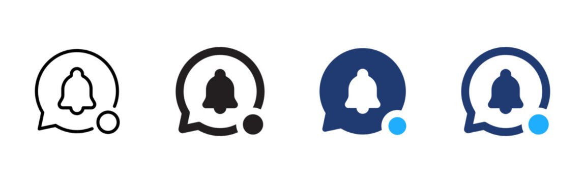 Message notification icon. Chat alert symbol. Bell message sign. Simple pictogram for new message, app notification, reminder badge and communication interface design.