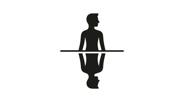 Silhouette of a person reflected in water, symbolizing duality and self-reflection