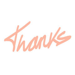 Fototapeta premium Hand Drawn Calligraphy Thanks Message in Orange Brush Stroke Style on Transparent Background