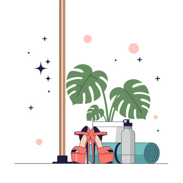 Flat Vector Illustration of a Modern Pole Dance Studio