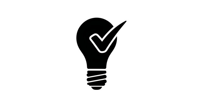 Light bulb icon with a check mark symbol inside, representing a verified or correct idea