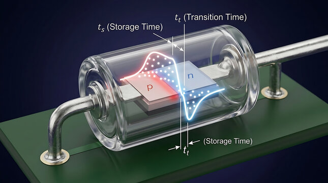 Premium 3D Step Recovery Diode Cutaway Scientific Visualization Harmonic Generation Technology