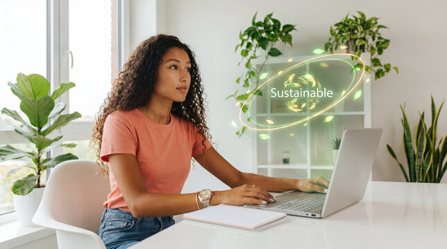 Sustainability consultant working with environmental strategy dashboard