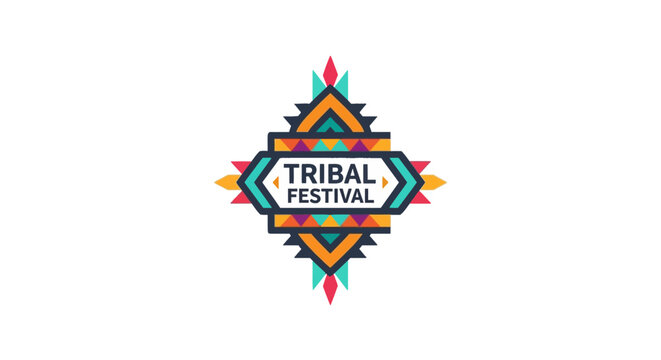 Colorful Geometric Tribal Festival Logo Design with Ethnic Indigenous Patterns and Vibrant Colors for Cultural Event Branding