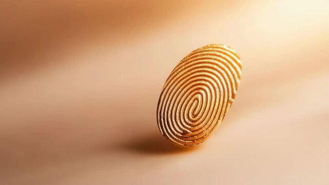 Golden sugar spiral cookie on beige background highlighting elegant confectionery design