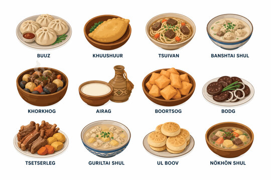 Vsai mongolian food tradition menu variety set