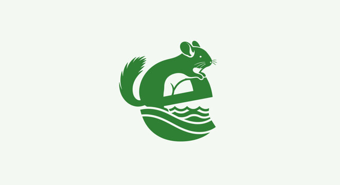 Green beaver logo with water wave design.