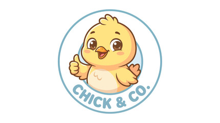 Fototapeta premium Cute Cartoon Chick Character Logo Design for Brand.