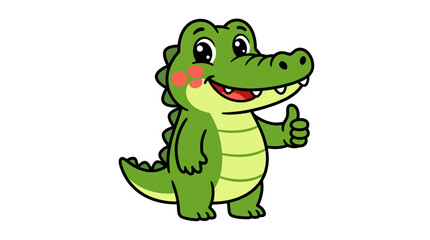 Fototapeta premium Cute Cartoon Crocodile Character with Friendly Expression.