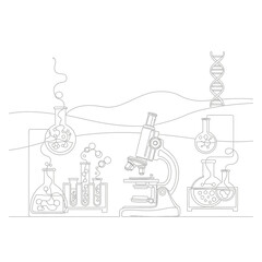 Fototapeta premium Continuous line laboratory research illustration