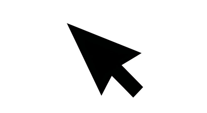 Black computer mouse cursor arrow icon isolated on white background