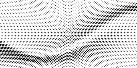 Abstract halftone wave dotted background. Futuristic twisted grunge pattern, dot, circles.  Vector modern optical pop art texture for posters, business cards, cover, labels mock-up, stickers layout © wahyu