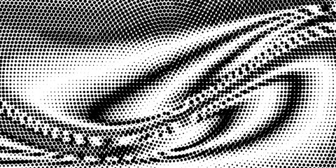 Abstract halftone wave dotted background. Futuristic twisted grunge pattern, dot, circles.  Vector modern optical pop art texture for posters, business cards, cover, labels mock-up, stickers layout © wahyu