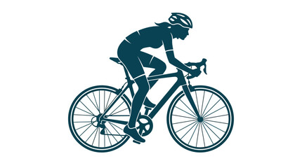 Fototapeta premium Silhouette of a cyclist on bike, isolated on white background.